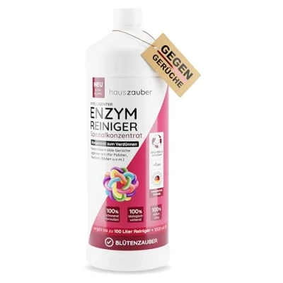 Abbildung von hauszauber® Enzymreiniger Konzentrat [STARKER GERUCHSENTFERNER] 1000 ml Gegen Urin, Katzenurin, Hundeurin, Kot Geruchsneutralisierer Blütenzauber