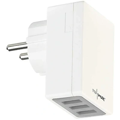 Abbildung von revolt USB Lade: Kompaktes 3 Port Wandnetzteil mit Smart Power Technologie, 17 Watt (USB Steckerladegerät, Netzgerät, Handy Ladestation)