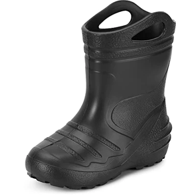 Abbildung von Ladeheid Gummistiefel Kinder federleichte Eva Regenschuhe Bequeme und leichte Regenstiefel perfekt für Frühling Sommer KL051 S (Schwarz, 28 EU)