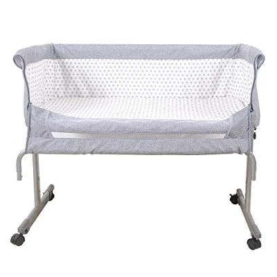 Abbildung von Supfine Zustellbett 2in1 Baby Beistellbett Reisebett Babybett mit weich Matratze, Rollen Kinderbett, Höhenverstellbar, Stubenwagen Tragbares (96x57x77cm, Grau)