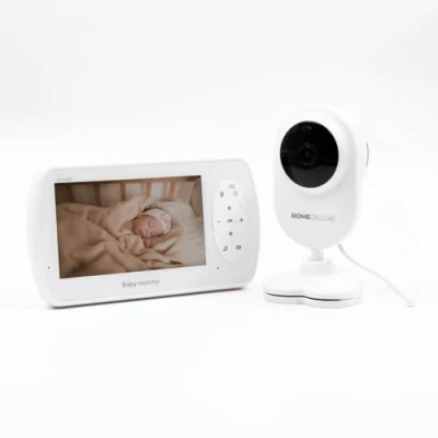 Abbildung von HOME DELUXE Video Babyphone SLEEPSAFE, mit Gegensprechfunktion, Temperaturalarm &amp; Nachtlicht, 4,3 Zoll Farbdisplay I Kamera, Überwachungskamera