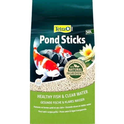 Abbildung von Tetra Pond Sticks Fischfutter für alle Teichfische, unterstützt gesunde Fische und klares Wasser im Teich, 50 L Beutel