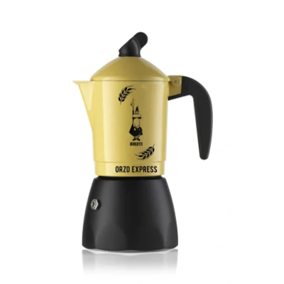 Abbildung von Bialetti 5334 Moka Orzo Express Caffettiera con Orziera, Alluminio, Giallo, 4 Tazze, Yellow