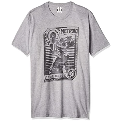Abbildung von Nintendo Herren Graphic Tees Hemd, Grau // Posted Metroid, L