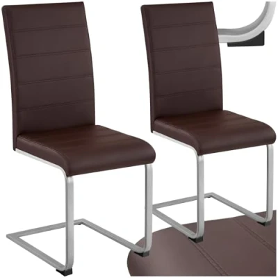 Abbildung von tectake® 2er Set Esszimmerstühle modern, ergonomischer Stuhl für Esszimmer, Besucherstuhl, Möbel Küche, Esstisch, Küchenstühle, Freischwinger Essstühle, hohe Rückenlehne Cappuccino