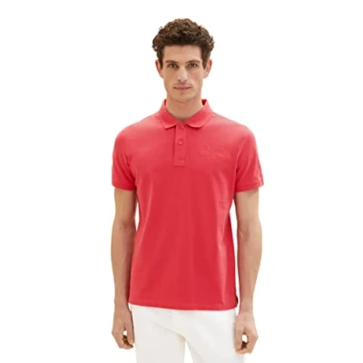 Abbildung von TOM TAILOR Herren Poloshirt mit Logo Stickerei 1036960, 31045 soft berry red, XXL