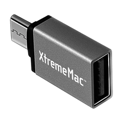 Abbildung von XtremeMac USB C zu A 3.0 OTG Adapter, Plug &amp; Play, Schnellladeunterstützung, qualitatives Aluminiumgehäuse für MacBook, Samsung und andere Geräte, Schwarz