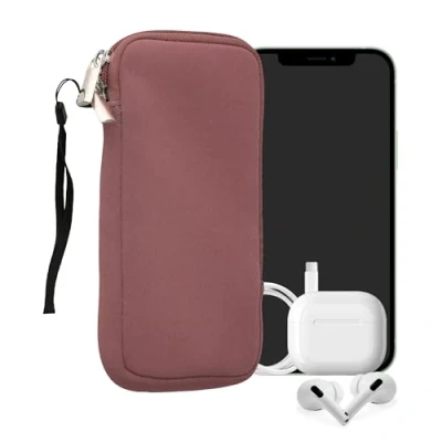 Abbildung von kwmobile Handytasche für Smartphones XL 6,7/6,8&quot; Neopren Handy Hülle Dark Rose Tasche 17,2 x 8,4 cm Innenmaße