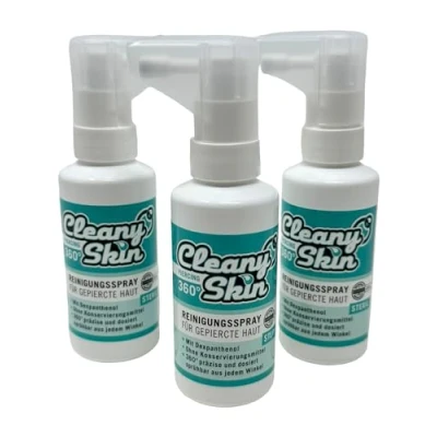 Abbildung von 3x CLEANY Skin Profi Piercingspray je 50ml Piercing Spray Praxis von INKgrafiX® IG61621 Pflege Aftercare Tattoo Hautpflege Haut Care Salbe Skincare