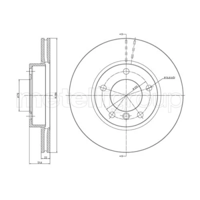 Abbildung von METELLI 23 0474C Bremsscheibe 286,0 21,9 5 79,0 Belüftet lackiert BMW: 3 Touring, Limousine, Coupe