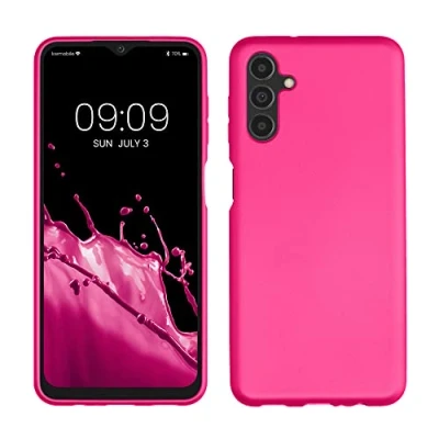 Abbildung von kwmobile Case kompatibel mit Samsung Galaxy A04s Hülle Schutzhülle aus Silikon metallisch schimmernd Handyhülle Metallic Pink