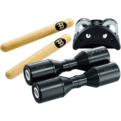 Abbildung von Meinl Percussion Perc Pack Set Mit Luis Conte Live Shaker, Fußtamburin und 1 Paar Klanghölzer Musikinstrument Schwarz, Natur (PP 1)