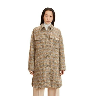 Abbildung von TOM Tailor Lange Kurzmantel, Damen, Größe: 38, Structured boucle check design
