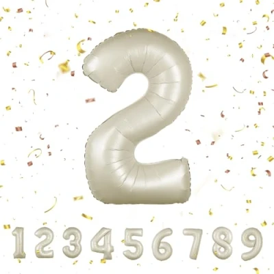Abbildung von Geburtstag zahlen luftballon 2 jahre Beige Folienballon XXL Riesen in 40&quot; 101cm Geburtstagsdeko Ballon Zahl Deko zum .Fliegt mit Helium