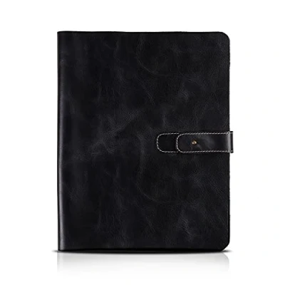 Abbildung von Londo Echtledertablettenhülle mit Zwei Kartenfächern und Lederstift / Apple Stifthalter (Schwarz, 11 Inch), OTTO489