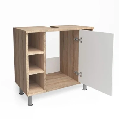 Abbildung von Vicco Waschbeckenunterschrank Fynn, Sonoma/Weiß, 60 x 54 cm