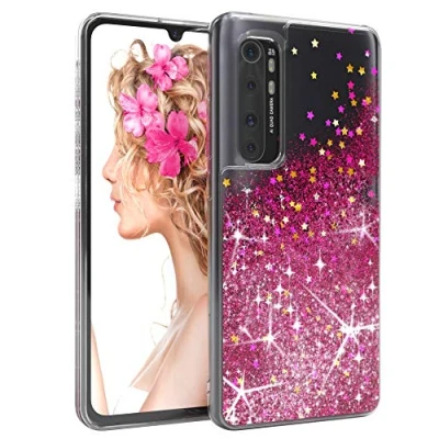 Abbildung von EAZY CASE Hülle kompatibel mit Xiaomi Mi 10 Note Lite Schutzhülle Flüssig Glitzer, Handyhülle, Schutzhülle, Back Cover Glitter Flüssigkeit, TPU/Silikon, Transparent/Durchsichtig, Pink
