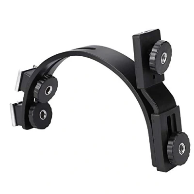 Abbildung von Yctze Blitz Halterung, Metall C Form Blitzlampe Halterung mit zwei Blitzschuhen für DV Camcorder DSLR Kamera