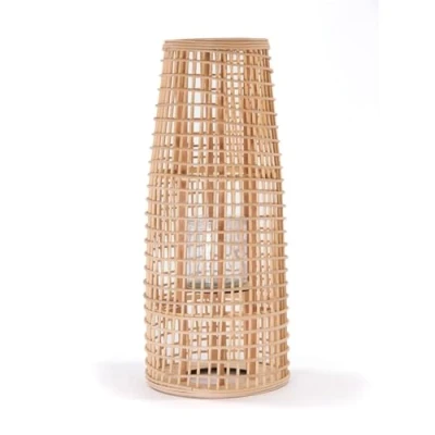 Abbildung von CREEDWOOD Bambus Laterne Iva Naturfarben mit Glaseinsatz Kerzenleuchter Bodenleuchter Bambusleuchte Kerzenhalter Windlicht Größe: 60 cm
