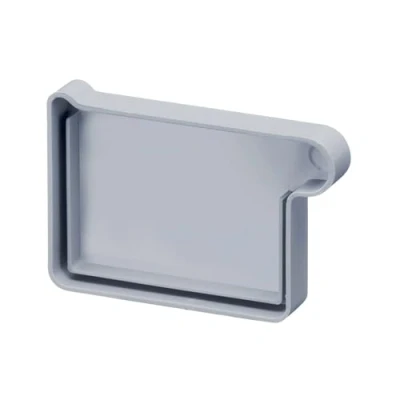 Abbildung von INEFA Dachrinnen Endstück Kastenrinne PVC NW68 / 68mm, rechts Grau Dachrinnenzubehör, einfache Steckmontage, Made in Germany