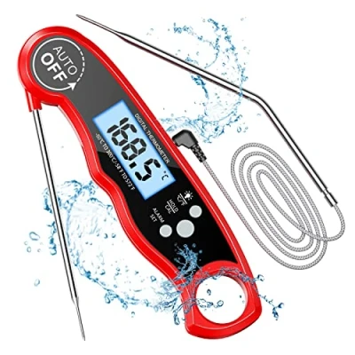 Abbildung von CIRYCASE Fleischthermometer Digital, Sofort Lesen Bratenthermometer Grillthermometer, Externe Lange Sonde mit 102cm Edelstahlkabel, Alarmeinstellung, Backofenthermometer für Küche, BBQ, Ofen, Backen