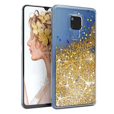 Abbildung von EAZY CASE Hülle kompatibel mit Huawei Mate 20 X/Mate X 5G Schutzhülle Flüssig Glitzer, Handyhülle, Schutzhülle, Cover Glitter Flüssigkeit, TPU/Silikon, Transparent/Durchsichtig, Gold