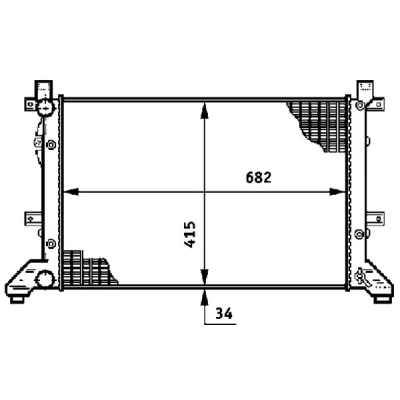 Abbildung von MAHLE ORIGINAL CR 606 000S Kühler, Motorkühlung für Fahrzeuge ohne Klimaanlage 682 415 34 Kühlrippen mechanisch gefügt VOLKSWAGEN: LT 28 46 2 Kasten