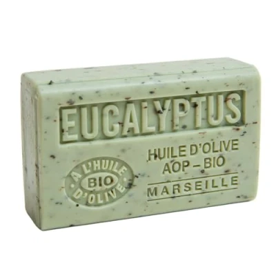 Abbildung von Label Provence Nature Savon de Marseille Französische Seife aus reinem Bio Olivenöl und Sheabutter Eukalyptus Duft 125 g Riegel