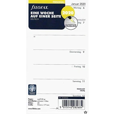 Abbildung von Filofax Personal Kalendereinlage 1 Woche auf Seite (deutsch) 000020 68444
