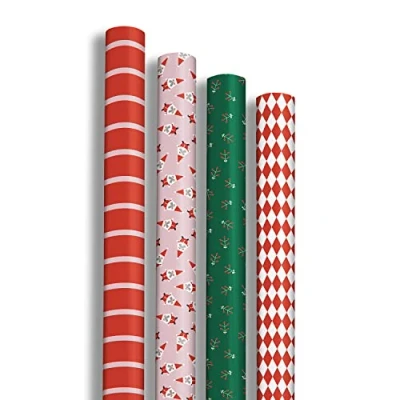 Abbildung von Clairefontaine 211426AMZC Packung mit 12 Rollen Geschenkpapier Excellia, 2 m x 70 cm, 80g, 1 Pack, Blabla, Motive sortiert