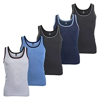 Abbildung von MT Unterhemd Herren Melange Tank Top (5er Pack) Baumwoll Unterhemden