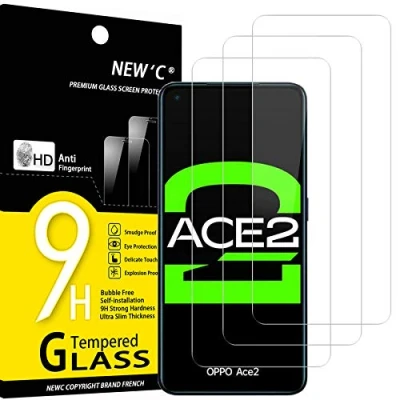 Abbildung von NEW&#039;C 3 Stück, Panzer Schutz Glas für Oppo Ace 2, A52, Frei von Kratzern, 9H Härte, HD Displayschutzfolie, 0.33mm Ultra klar, Ultrabeständig