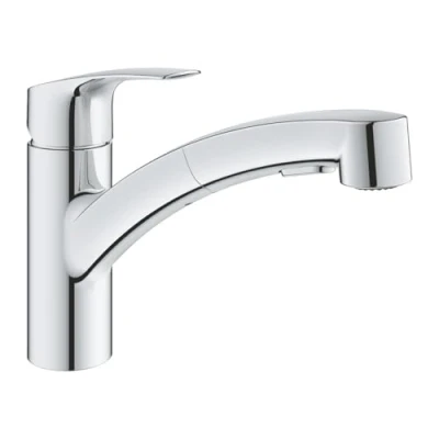 Abbildung von Grohe Küchenarmatur Eurosmart Einhand Spültischbatterie mit ausziehbarer Brause flacher Auslauf