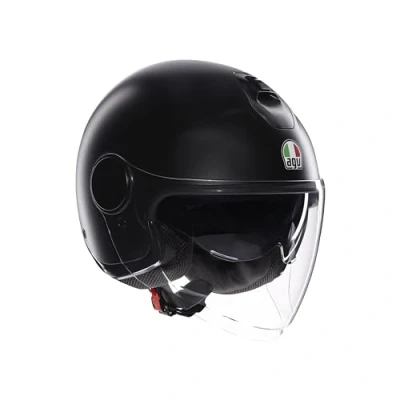 Abbildung von AGV ETERES E2206, Unisex Jet Motorradhelm, Motorrad Helm mit Diebstahlschutzring, Anti Kratz und UV Visier, Technologie zur Sofortigen Schweißabsorption, Matt Black, S
