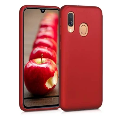 Abbildung von kwmobile Case kompatibel mit Samsung Galaxy A40 Hülle Schutzhülle aus Silikon metallisch schimmernd Handyhülle Metallic Dunkelrot
