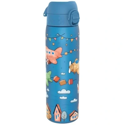 Abbildung von Ion8 Trinkflasche, 500 ml, Auslaufsicher, Einhandöffnung, Sichere Verriegelung, Spülmaschinenfest, BPA frei, Tragegriff, Klappdeckel, Leicht zu Reinigen, Klimaneutral, Flugzeuge Design