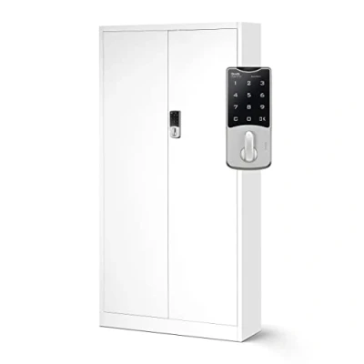 Abbildung von Aktenschrank mit Zahlenschloss C003 Metallschrank Stahlschrank Pulverbeschichtung 185 cm x 90 40 (Weiß)