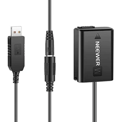 Abbildung von NEEWER DC Kuppler Ersatz für NP FW50 Dummy Akku Netzteil mit USB Kabel Kompatibel Sony A7 A7R A7S A7II A7RII A7SII A6500 A6400 A6300 A6100 A6000 NEX5 NEX7 DSC RX10 II III IV