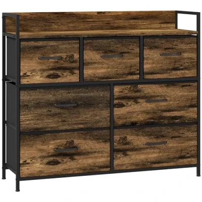 Abbildung von Kommode, Sideboard mit 7 Faltbaren Schubladen aus Stoff, Griff und Regal