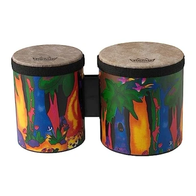Abbildung von Remo KD 5400 01 Kids Percussion Bongo 5 Zoll und (6 Zoll) x (6,5 Rain Forest Design (Farblich Sortert)