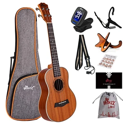Abbildung von Winzz Tenor Ukulele Erwachsene, Anfänger Set 26 Zoll mit Ukuleleständer und Kapodaster (Mahagoni, Matt)
