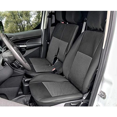 Abbildung von Sitzbezüge Tailor Made passgenau geeignet für Ford Transit Connect II ab 2014 ideale anppasung schwarz maßgefertigt polstermaterial