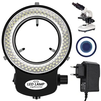 Abbildung von Tiamu LED Mikroskop Ringlicht, 144 Lampenperlen Optische Stereomikroskop Kamera Illuminator, Super Helligkeit Ringleuchte 0 100% Einstellbar für Stereomikroskop, Schmuck Reparatur Lampe