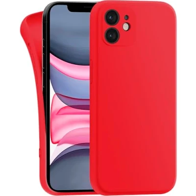 Abbildung von MyGadget Hülle Kompatibel mit iPhone 11 robuste Silikon Schutzhülle TPU Case Slim Silikonhülle Back Cover Kratzfest Handyhülle Matt Rot