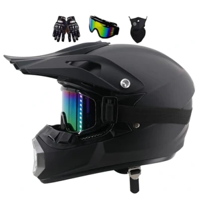 Abbildung von Motocross Helm Fullface Dirt Bike Integral Motorradhelm, Jugend Motorradhelme, Herren Damen Downhill Kinder MTB ATV Offroad DH Helm, Erwachsener Motorrad Helm(Size:M(54 55CM))