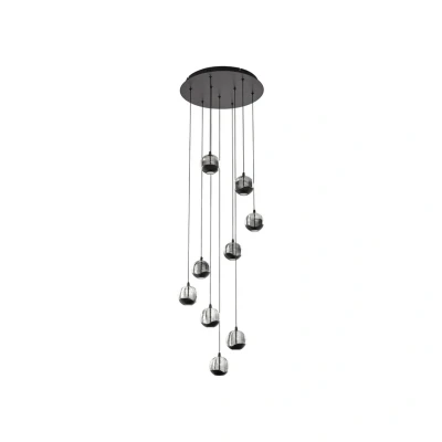 Abbildung von Lucande LED Hängelampe Hayley, schwarz, 9 flg., Glas