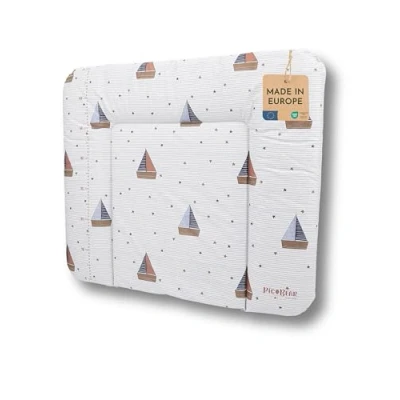 Abbildung von pic Bear Wickelauflage hochwertige OEKO TEX Wickeltischauflage pflegeleichte Wickelunterlage Auflage Wickelkommode 85 x 72 cm Segelboot