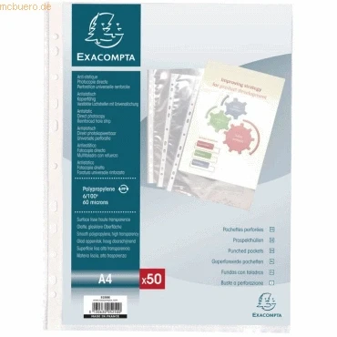 Abbildung von Exacompta Prospekthüllen A4 PP 60my glasklar VE=50 Stück