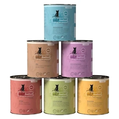 Abbildung von catz finefood Classic Collection Katzenfutter nass Mix Paket Gourmet Nassfutter für Ihre Katze ohne Zucker &amp; Getreide, glutenfrei mit hohem Fleischanteil, Made in Germany (6 x 800g Dosen)