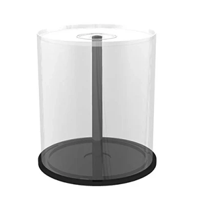 Abbildung von MediaRange Zubehör CD /DVD Rohlinge, Spindelgehäuse, 100 Disks, Schwarz, Transparent, Kunststoff, 120 mm, 140 mm